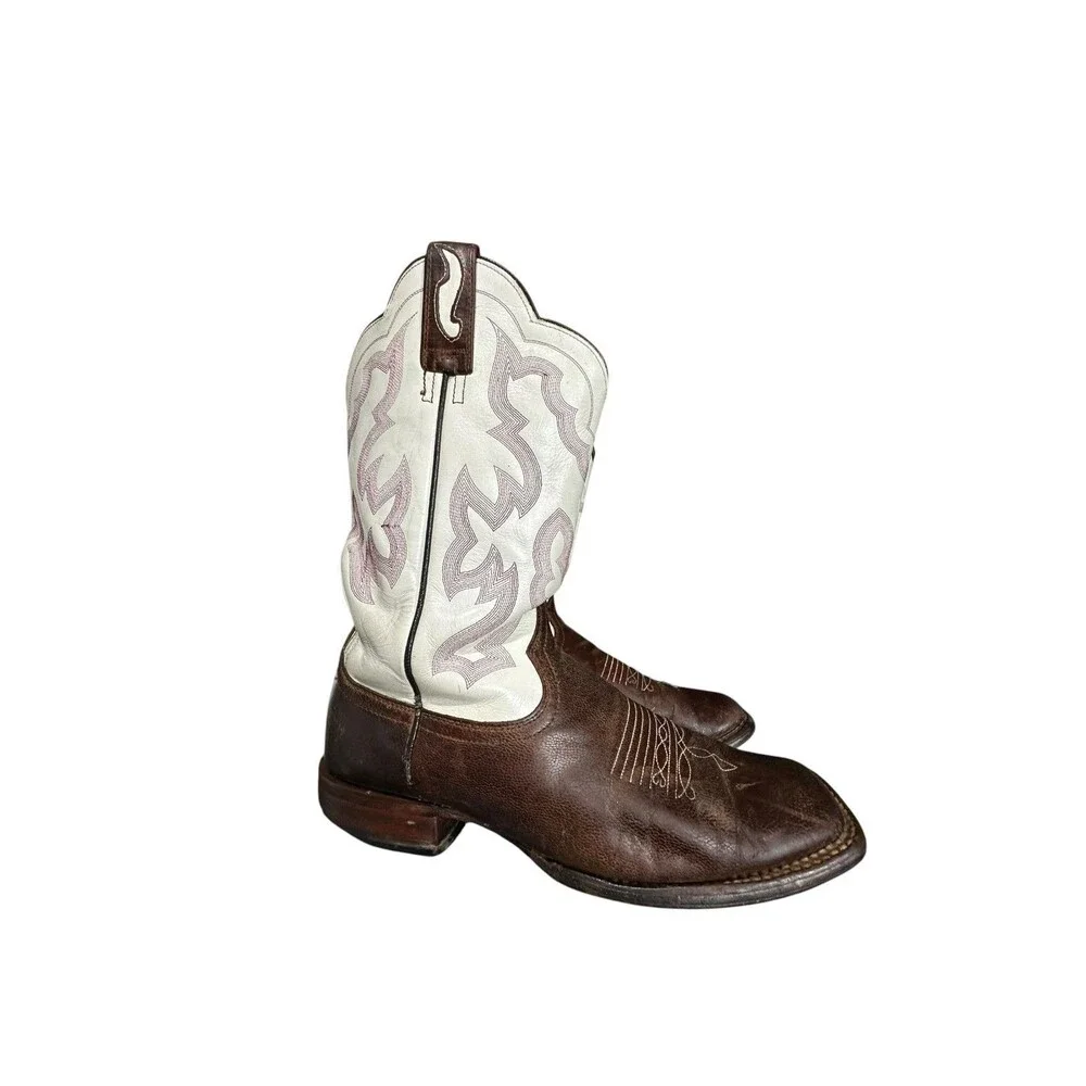 Ariat Nitro Western Boots Mens 10 EE White Pink Square Toe Cowboy ATS 10006833